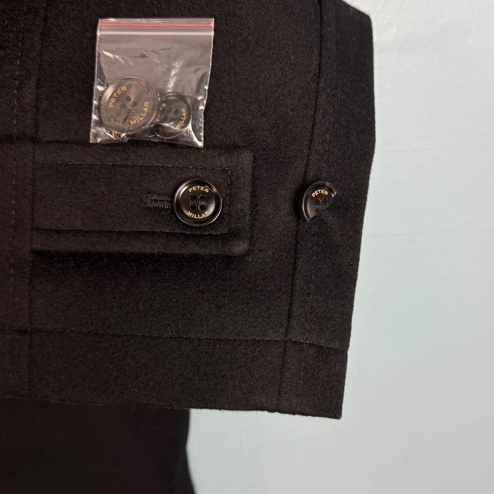 Peter Millar Loro Piana Storm System Coat Men's Medium‎ Black Wool Jacket FLAW